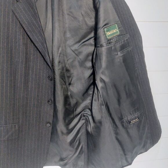 Corneliani Men's Virgin Wool Brown Striped Super 130s Blazer Sz 46L Gray Italy - Picture 5 of 13